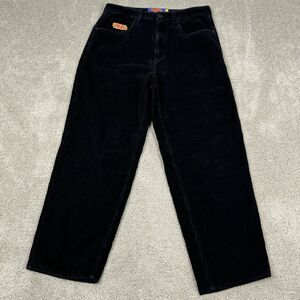 Empyre Black Relaxed Fit Baggy Skate Corduroy Pants Size 30x28 Black Grunge Y2k